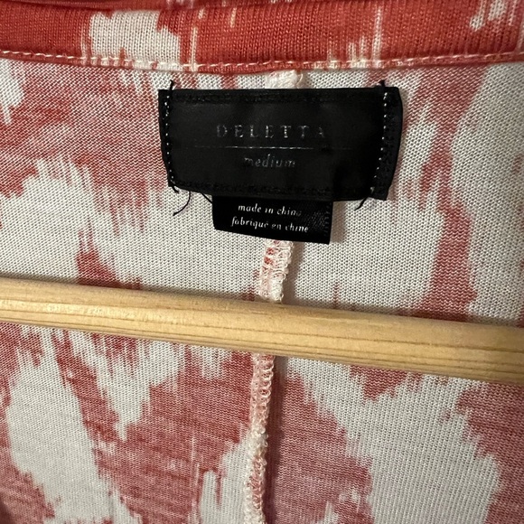 Vintage Anthropologie Deletta Orange Cap Sleeve Damask Top Medium - Picture 2 of 6